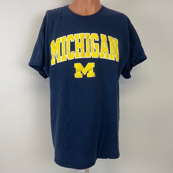 Michigan Wolverines Logo T Shirt NCAA College University Blue Size XL - Picture 2 of 4